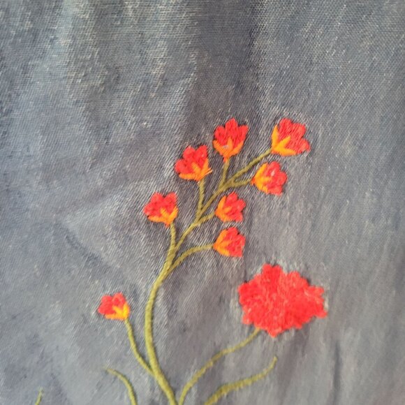 Country Store Embroidered Denim Tunic Dress XL Blue Floral Buttons Short Sleeve - Picture 5 of 8